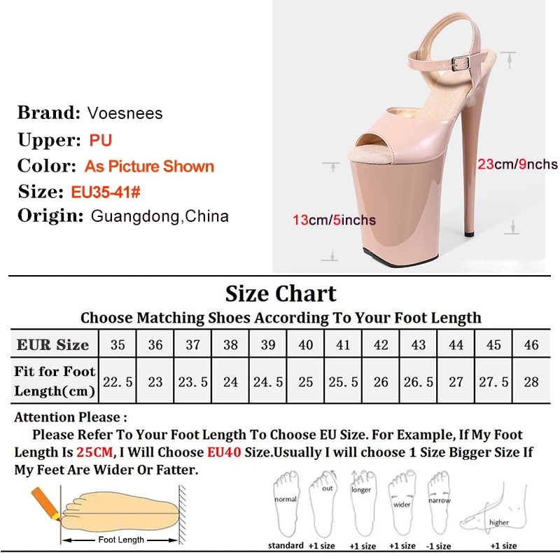 Beige 23CM/9inches Platform Women Sandals Patent PU Upper High Heels Ankle Buckle Pole Dance Shoes Woman Nightclub Heels on sale