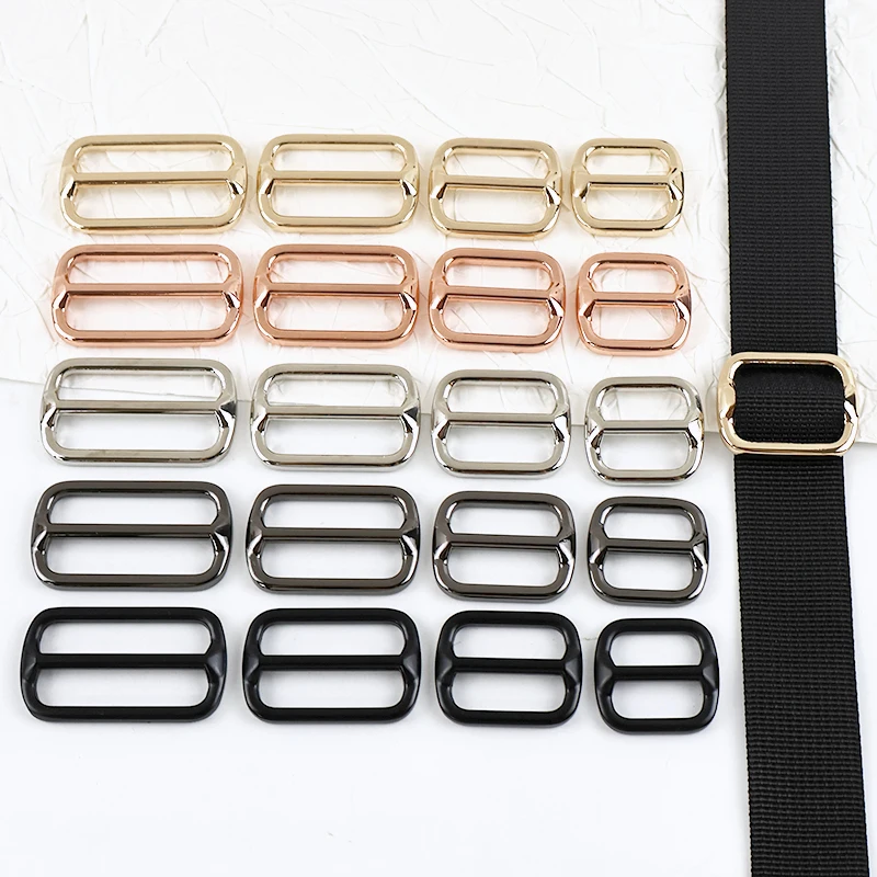 

5-20Pcs 20-50mm Metal Tri-Glide Slider Buckles Backpack Webbing Adjuster Clasp Pet Collar Rectangle Loops DIY Hardware Accessory