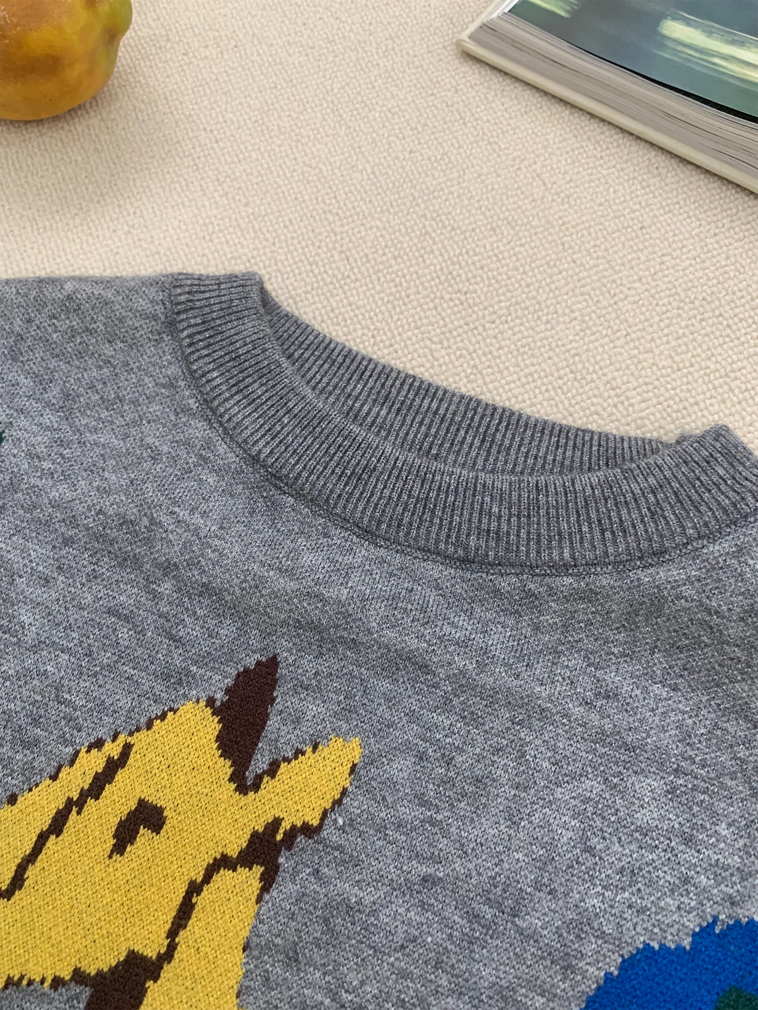 Autumn Winter New Sle Women's Knitted Sweater Loose Fit Overhead Cartoon Pattern Comfortable Skin-friendly Core Knitwear