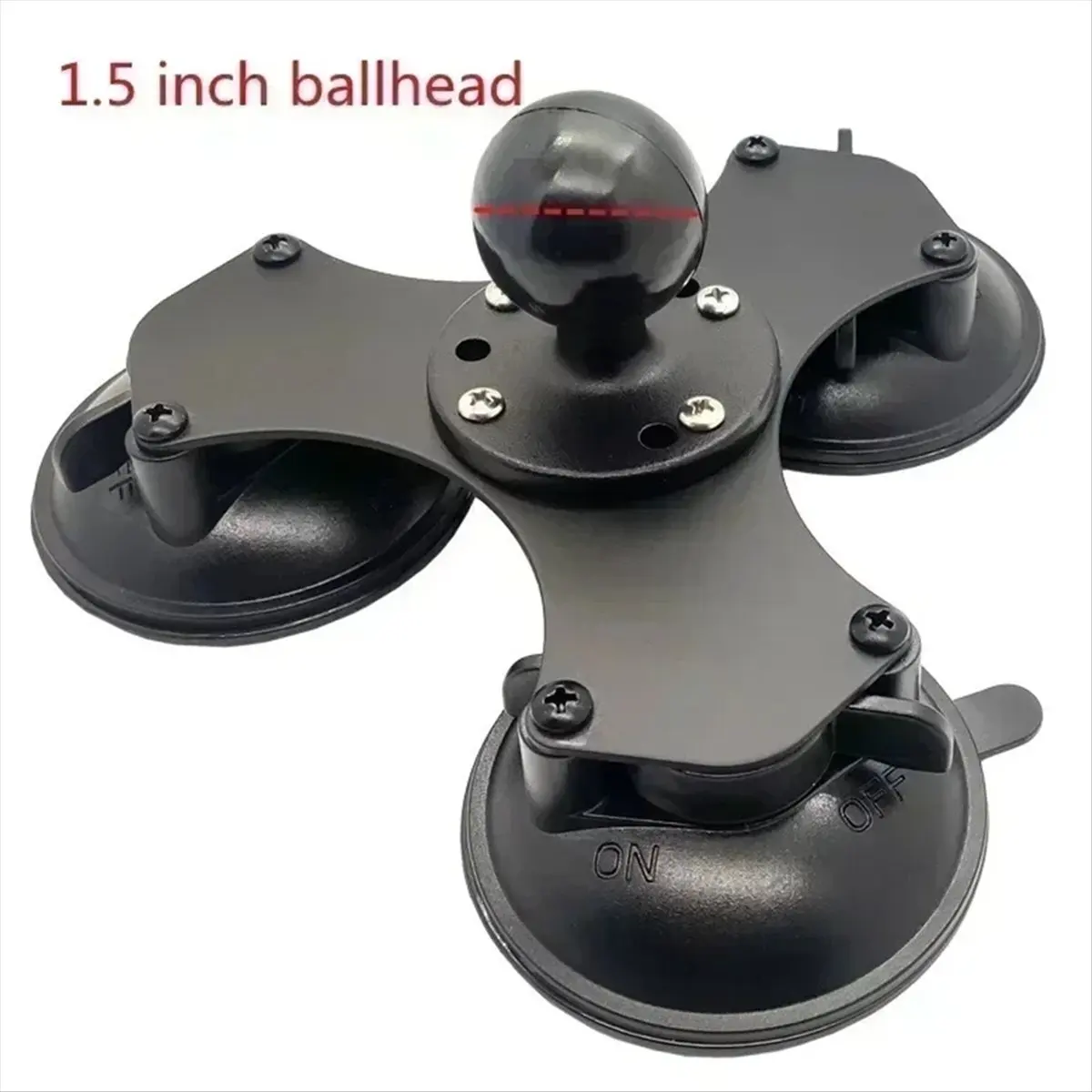 M05K 1.5 Inch Ball Head Car Window Twist-Lock Triple Suction Cup Base with AMPS Hole Ball Mount for Gopro Phone for Garmin view 3