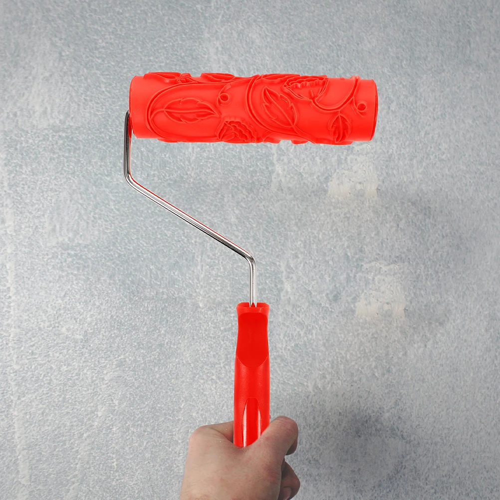 

2pcs Texture Paint Roller Embossing Rubber Roller Wall Decoration Durable Grain Patterned Reusable Handle Comfortable for DIY