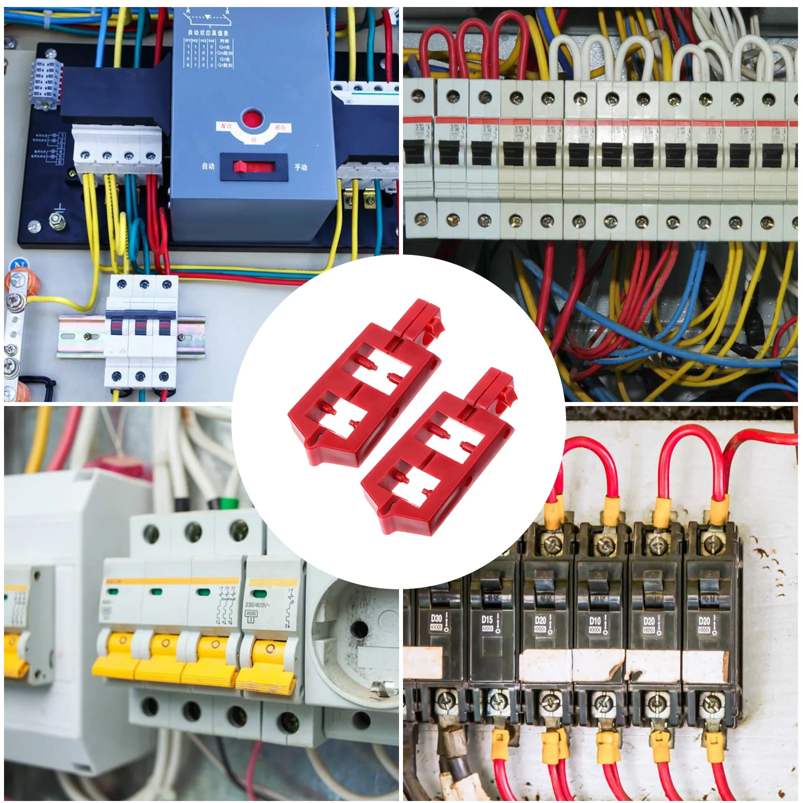 

2Pcs Circuit Breaker Device Red Electrical Equipment for Breakers Sturdy Easy Installation Dual Cavities