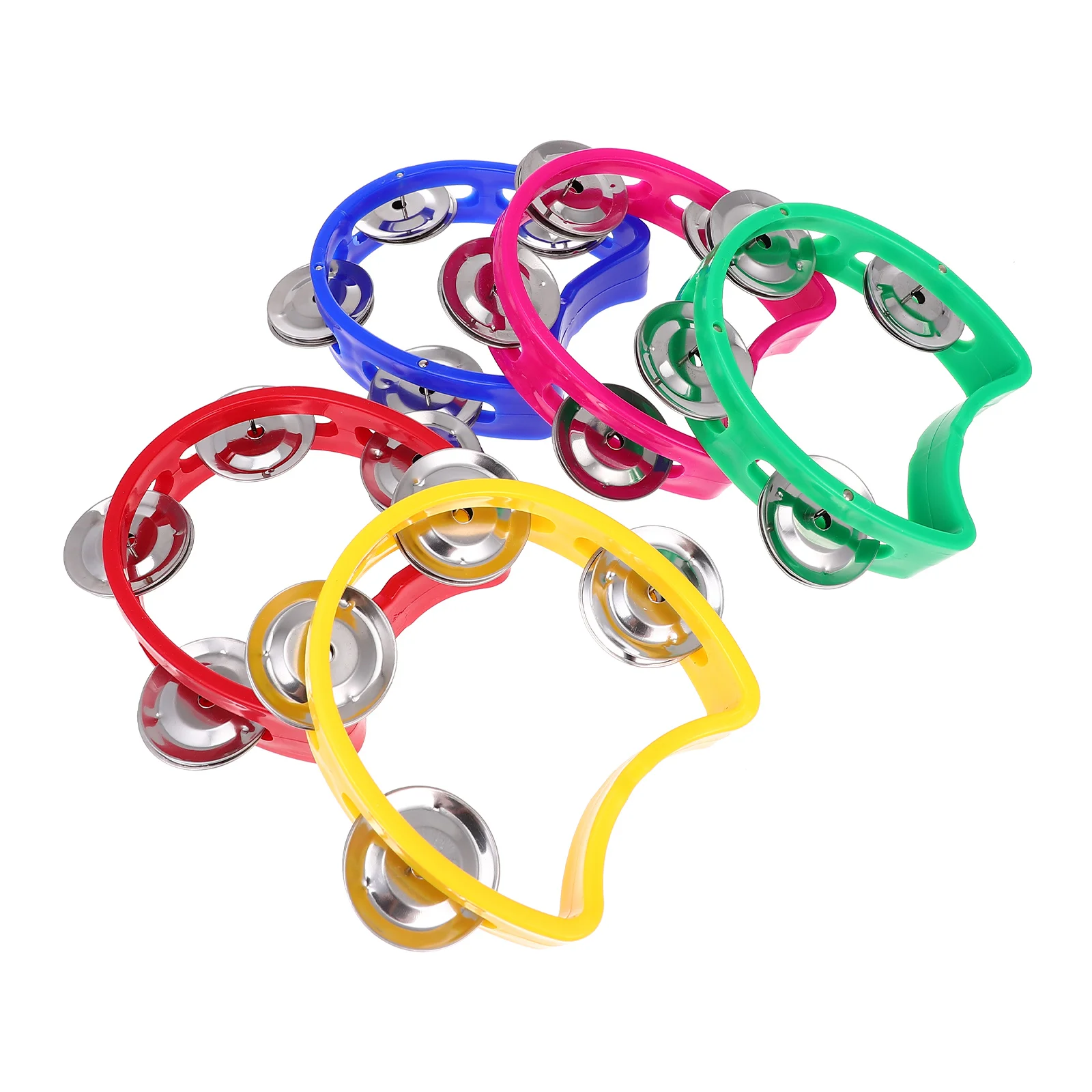 5 Pcs Toy Hand Bell Flower Circle Four Baby Child Tambourine Adukt Toys Plastic Metal Playing Music Device