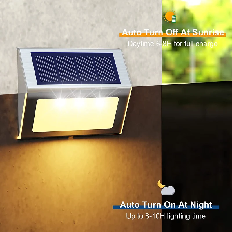 Outdoor LED Light Solar 3LED Waterproof Courtyard Wall Light Be Used for Door Number/Fence/ Solar Stair Light Decorative Light