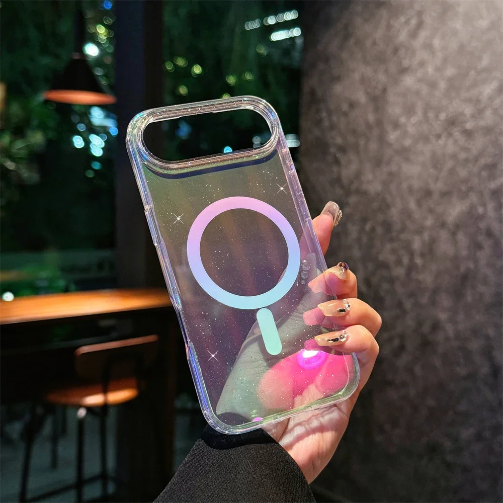 Casing Pengisian Daya Magnetik Mewah Berkilau Elegan Untuk IPhone 17Pro Max Air 16 15 14 13 12 Plus Pelindung Anti Jatuh