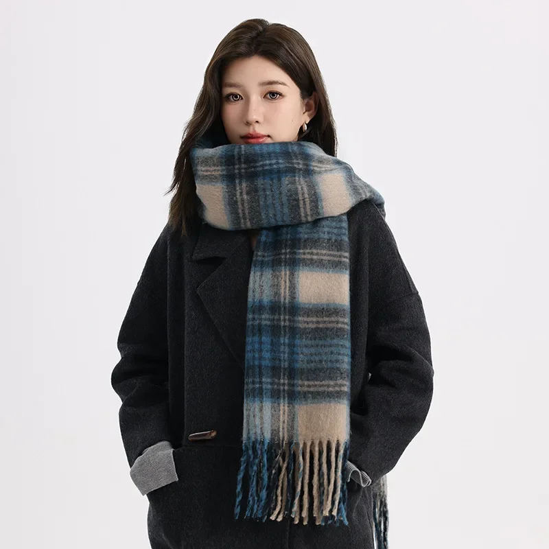 2024 Plaid Scarf For Women Winter Thickened Warm Scarf Decoration Winter Dress Couple Shawl Christmas Gift Birthday Gift