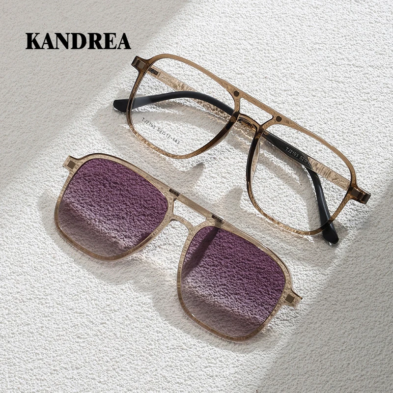 KANDREA 2 In 1 Magnetic Gradual Sunglasses Clip-on Flip-up Polarized UV Protection Oversized Sunglasses Driving Glasses 2193
