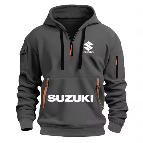 Suzuki new 2025 autumn and winter men's sweatshirt hoodie outdoor street sports casual brand print hoodie half zip sweatshirt - Image 5