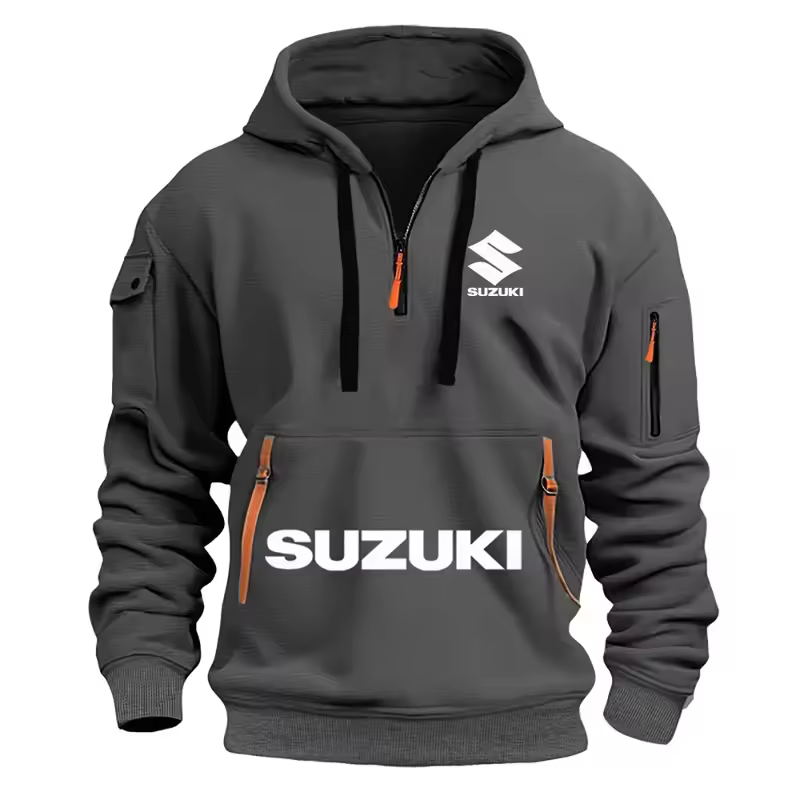 Suzuki new 2025 autumn and winter men's sweatshirt hoodie outdoor street sports casual brand print hoodie half zip sweatshirt - Image 5