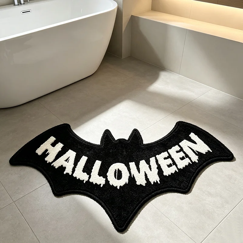 VIKAMA Classic Cartoon Pumpkin Door Mat Faux Wool Base with Fall Elements, Safe & Stylish for Wood or Tile Floors