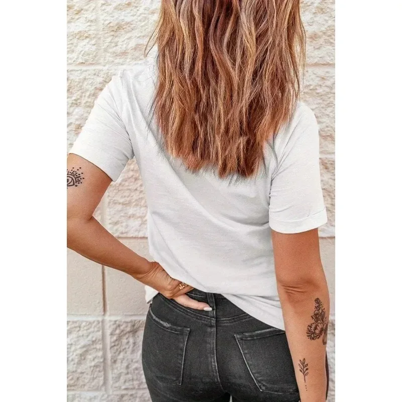 Patient Subsequently Exhausted 1% Women's Letter Printed T-shirt Summer and Spring Casual Short Sleeved Round Neck T-shirt