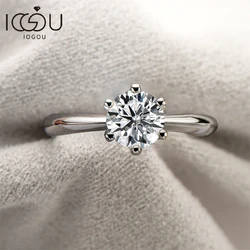 IOGOU Ring Woman Trends 2023 1 Carat Mosanite Solitaire Engagement Ring with Certificate 925 Silver 18K White Gold Fine Jewelry