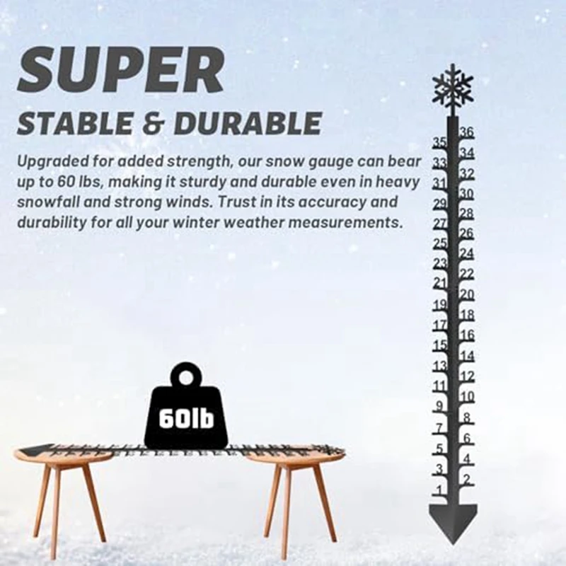 1 PCS 36In Snowfall Measuring Gauge Metal Snowflake Iron Art Snow Gauge, Snow Gauge Outdoor