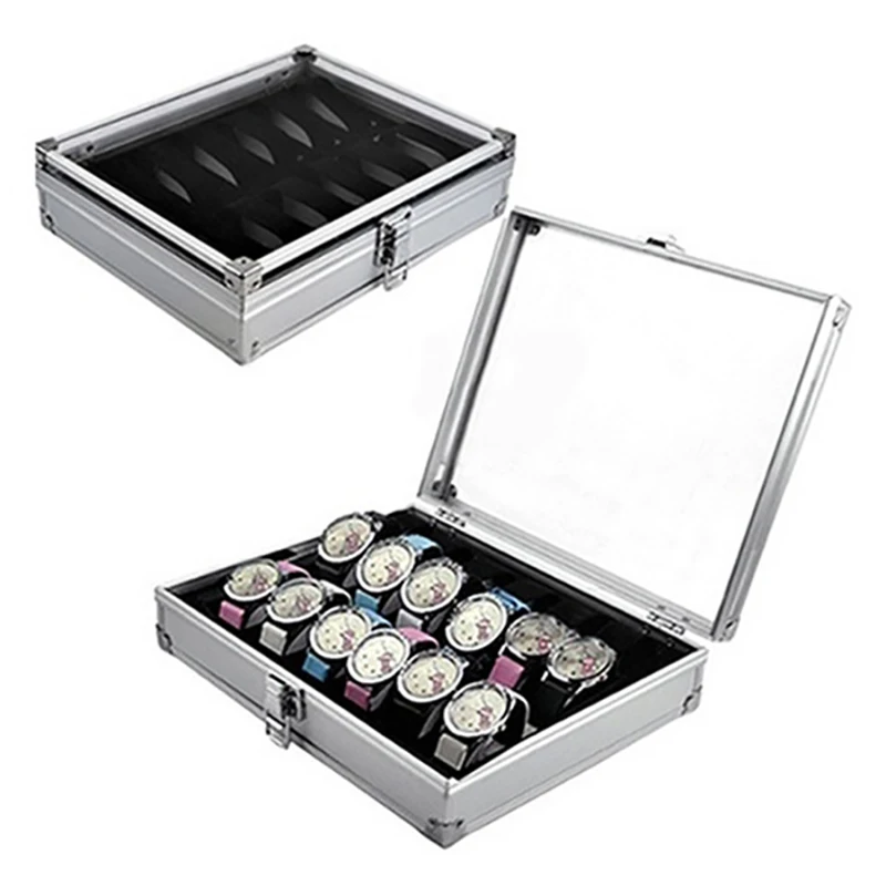 6/10/12/24 Girds Luxury Premium Quality Watch Box Aluminum Alloy Produc Pattern Storage Clock Box Collection Display Gift Boxes