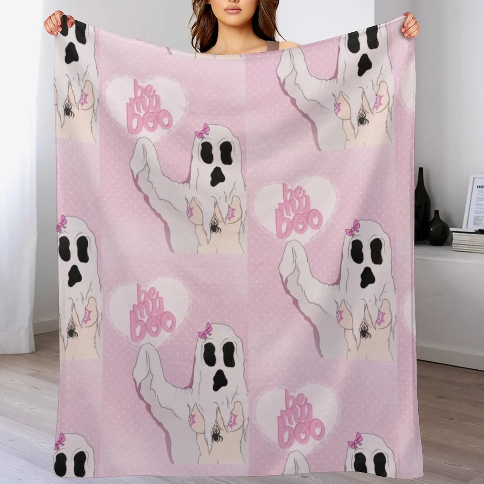 

Ghost Girl Valentines Day Card Throw Blanket Decoratives Custom Camping Blankets