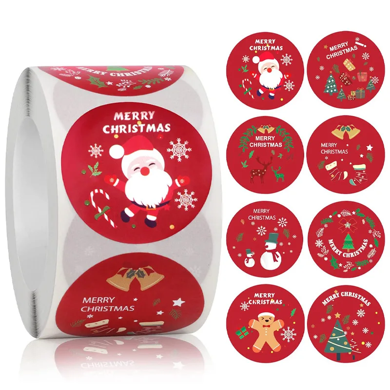 50-500PC Merry Christmas Sticker Christmas Theme Seal Labels Stickers For DIY Gift Baking Package Envelope Stationery Decor Kids