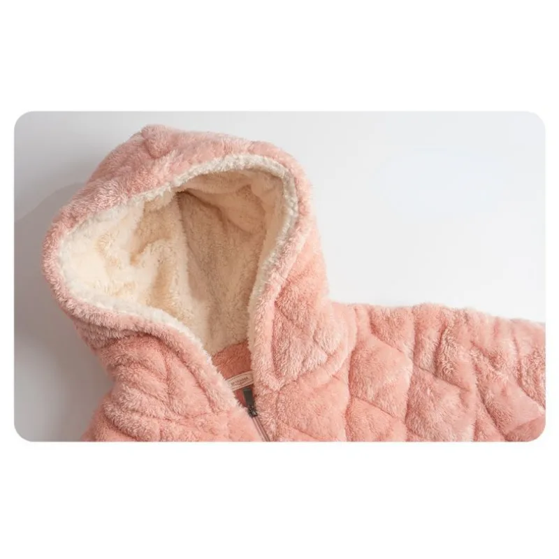 2024 New Youth Winter Three-layer Padded Girls Warm Pajamas Loungewear Women Thickened Fleece Coral Fleece Casual Sleepwear Set