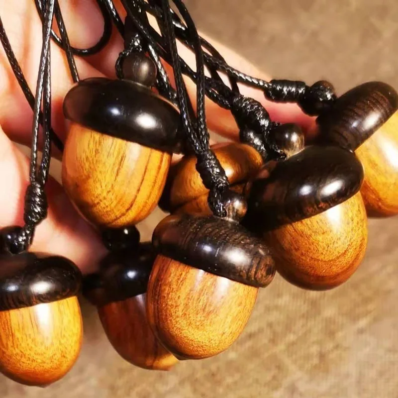 Purple Sandalwood Storage Box Acorn Ring Case Essential Oil Pendant Portable Tea Canister Valentine Gift Jewelry Organizer Decor view 4