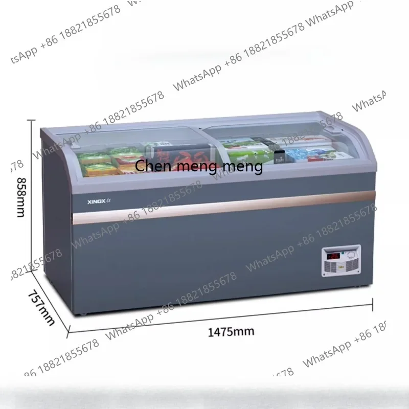01A Commercial large-capacity refrigerated display cabinet, fresh-keeping frozen transparent glass supermarket ice cream cabinet