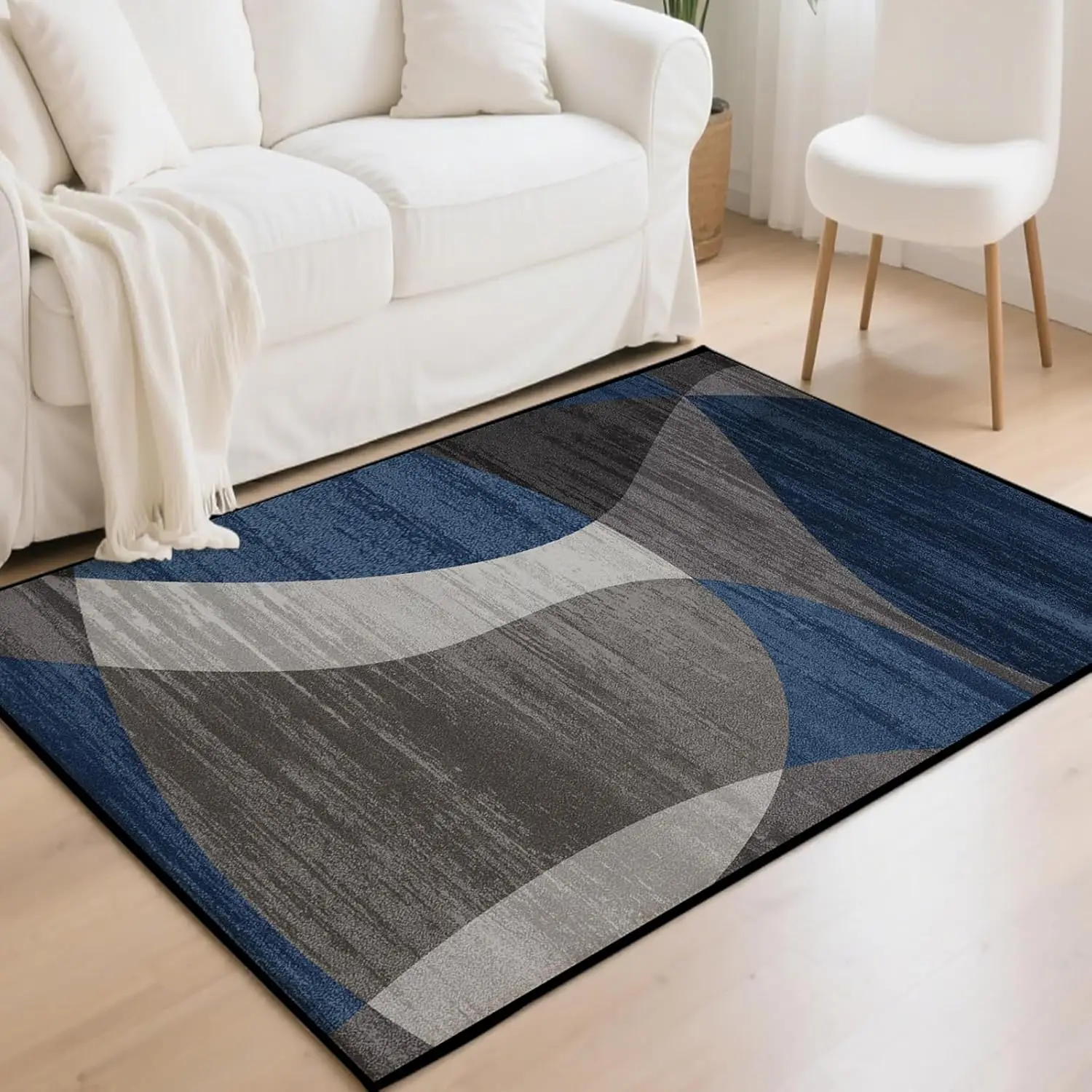 Modern Geometric Abstract Carpet Low-Pile Non Slip Carpet Suitable for Indoor Offices,Bedroom, Kitchen, Bathroom and Dormitories