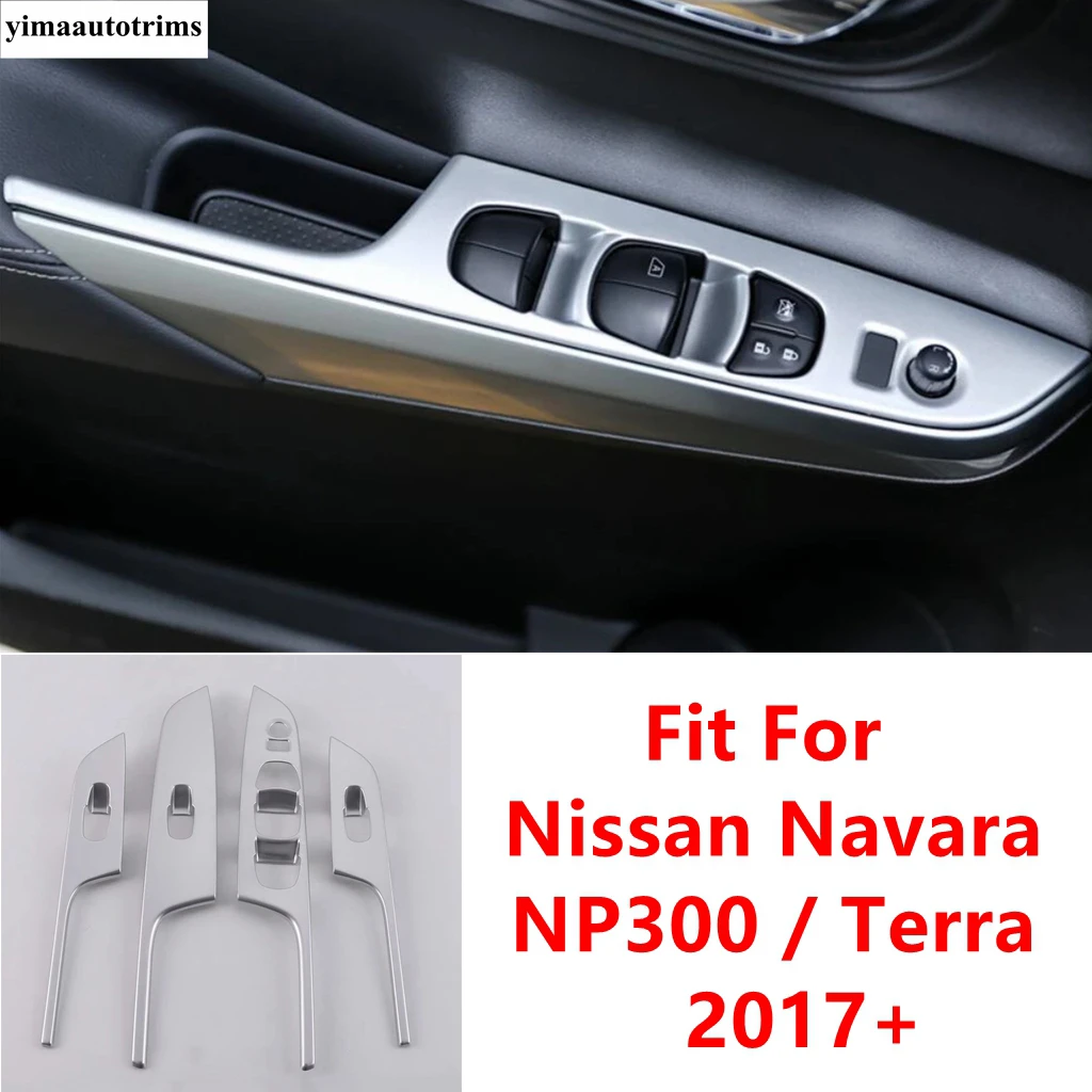 

Car Inner Door Armrest Window Glass Lift Button Panel Cover Trim Matte Accessories For Nissan Navara NP300 / Terra 2017 - 2021