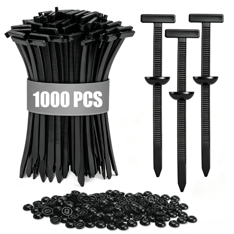 1000-1PCS Heavy Duty Self-Locking Cable Tie Buckle Nylon Universal Zip Ties with Pin Button Car Home Office Use
