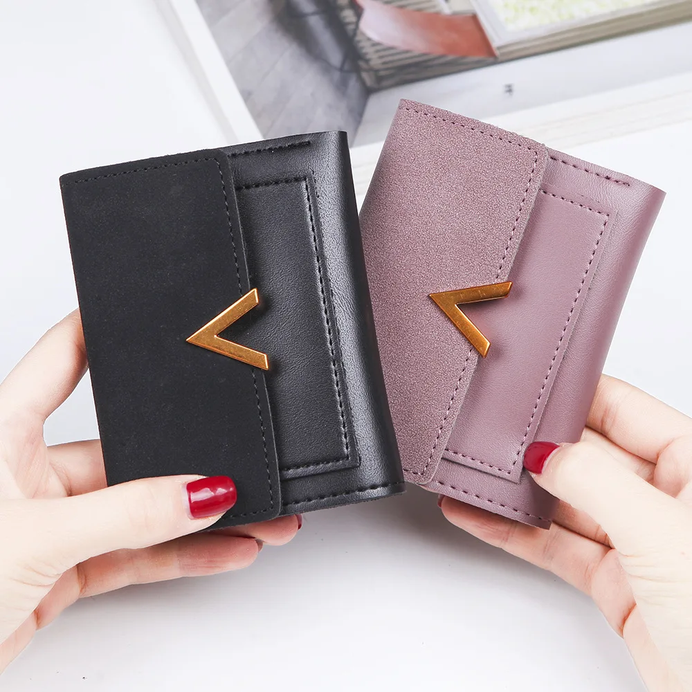 

Matte Leather Small Women Wallet Luxury Brand Famous Mini Womens Wallets And Purses Short Female Coin Purse Credit Card Holder