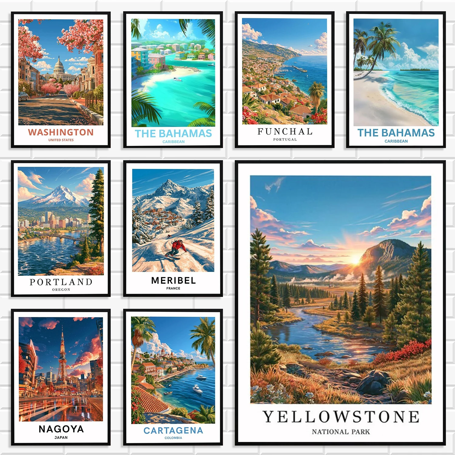 Vintage World Travel Destination Wall Art Print Multi‑Country City National Park Scenery Poster Canvas Painting Home Wall Decor