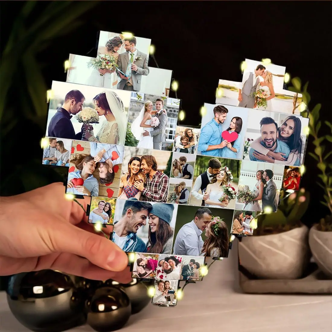 Heart shaped photo frame collage custom wall mounted photo frame collage with 15 photos suitable for home photo wall decoration