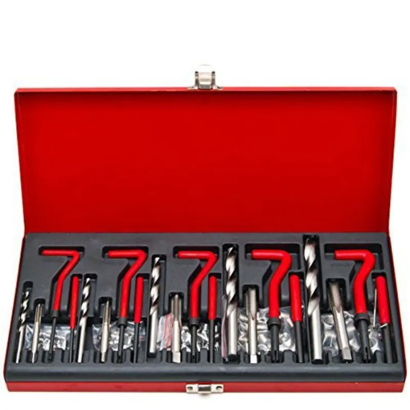131Pcs Thread Repair Tool Kit Hand Tapping Tap Drill Bit Set Thread Insert Restorer for Damaged Thread Restoration