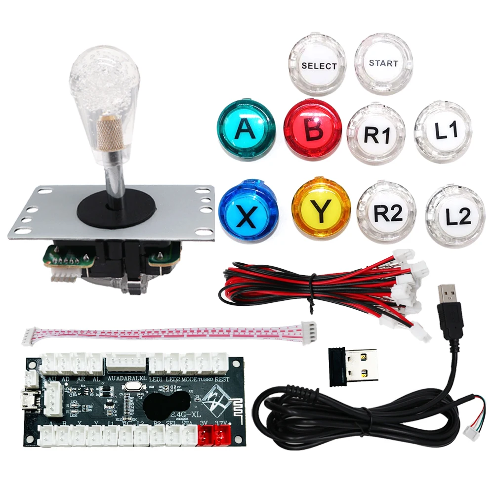 Arcade DIY Kit Wireless Bluetooth Zero Delay USB Encoder Board Sanwa Transparent Joystick Button to PC Raspberry PI PS4  Stick