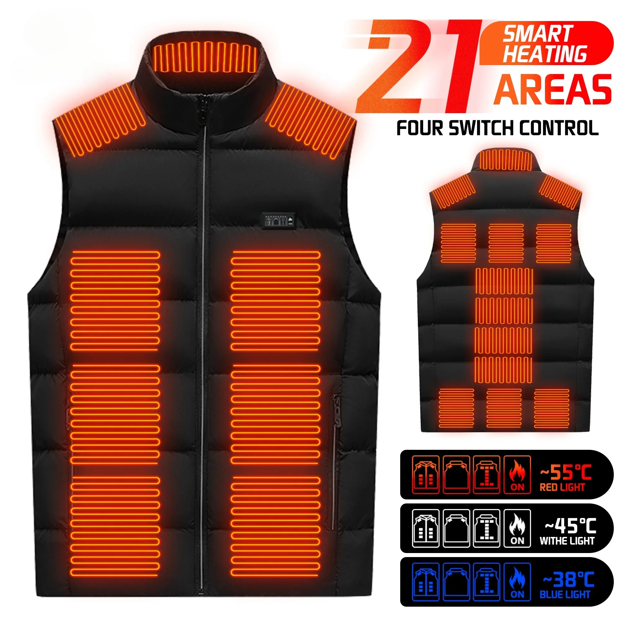 

Unisex 21 Areas Heated Vest Men Jacket Heated Winter Womens Electric Usb Heater Camping Jacket Thermal Vest Body Warmer Coat