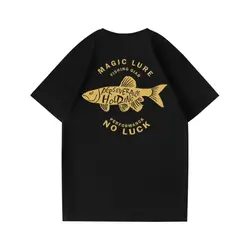 Summer New lure fishing Printing Trend aquarist Fashion Graphic T-Shirts couple Casual Short Sleeve Loose T-Shirt Street Tees