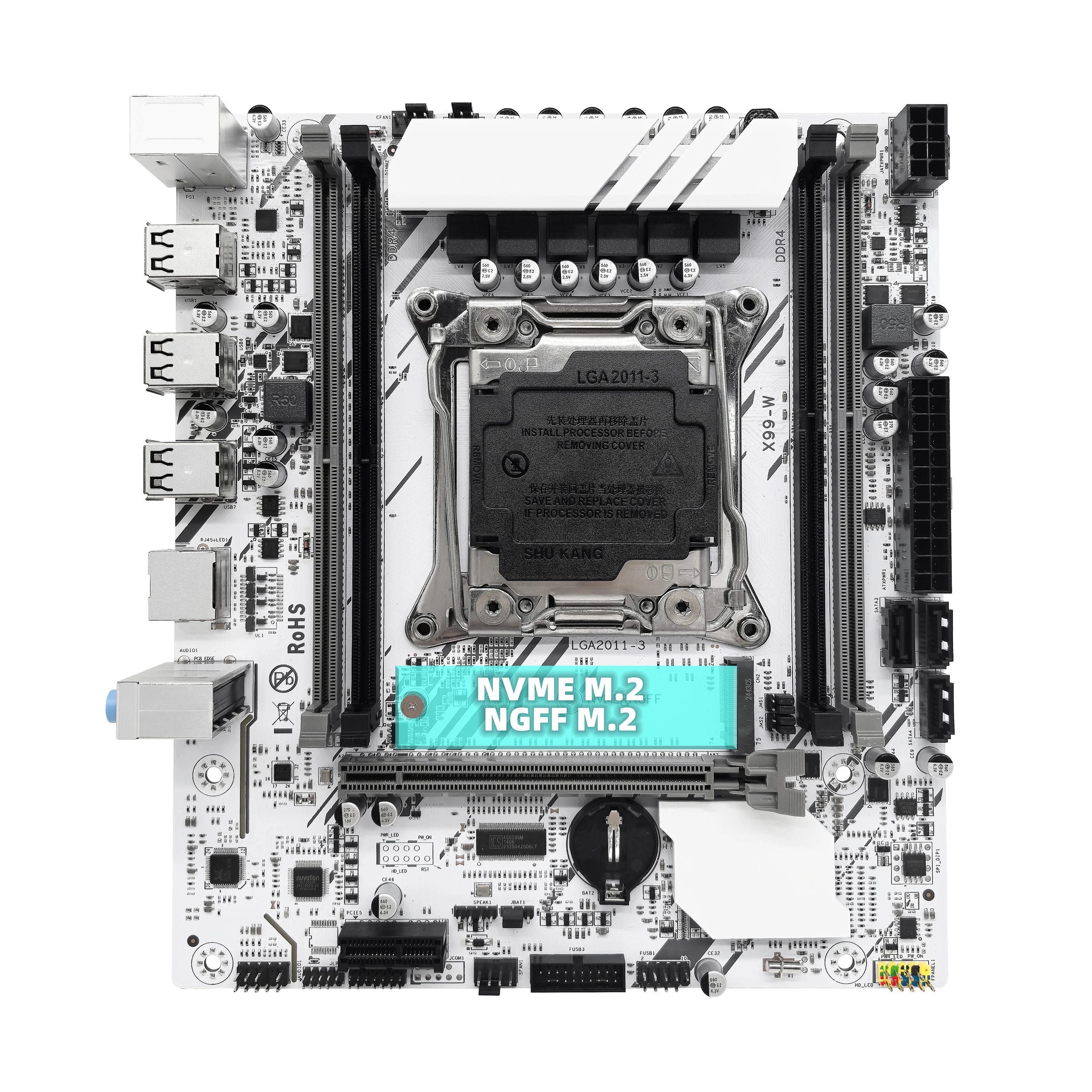 ZSUS X99-White Motherboard Set Kit With Intel LGA2011-3 Xeon E5 2630 V4 CPU DDR4 16GB (1*16GB) 2133MHZ RAM Memory NVME M.2 SATA