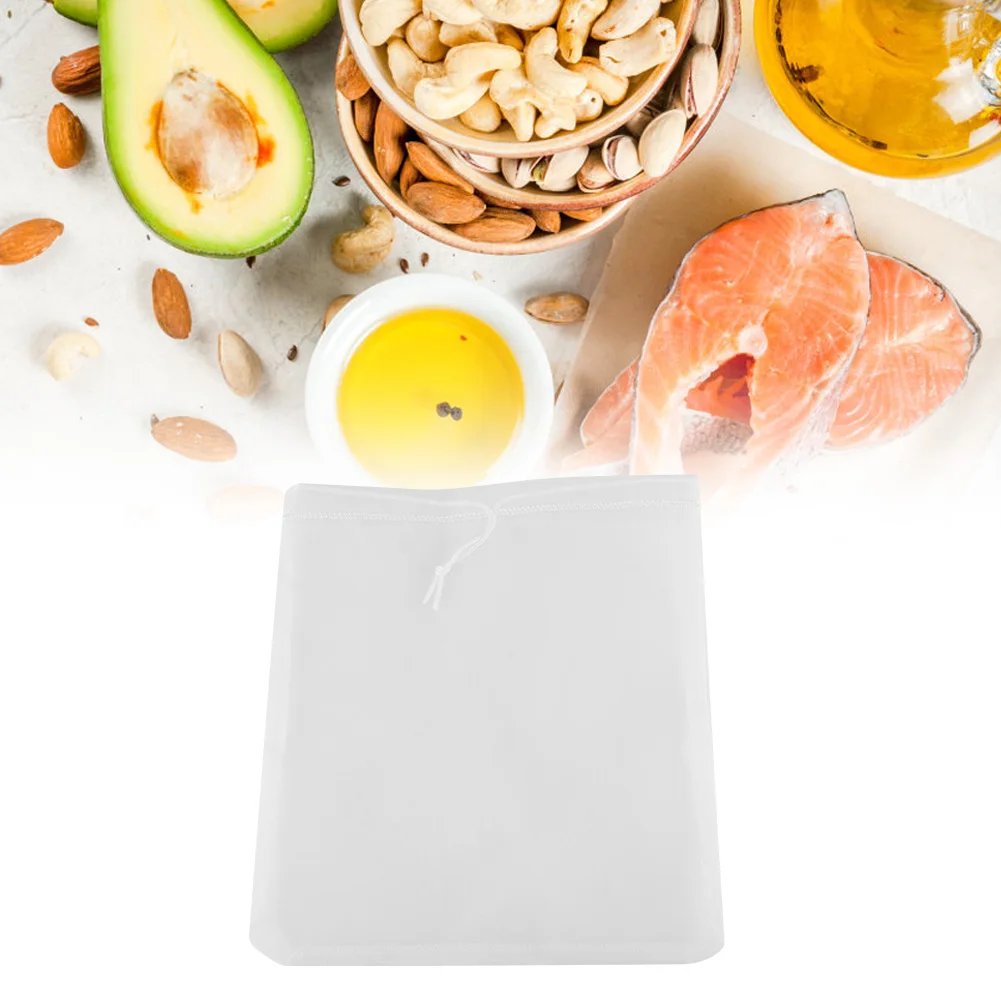 

Mesh Nylon Almond Milk Filter Bag Drawstring Reusable Easy Clean for Nut Soy Milk Greek Yogurt Cold Brew Coffee