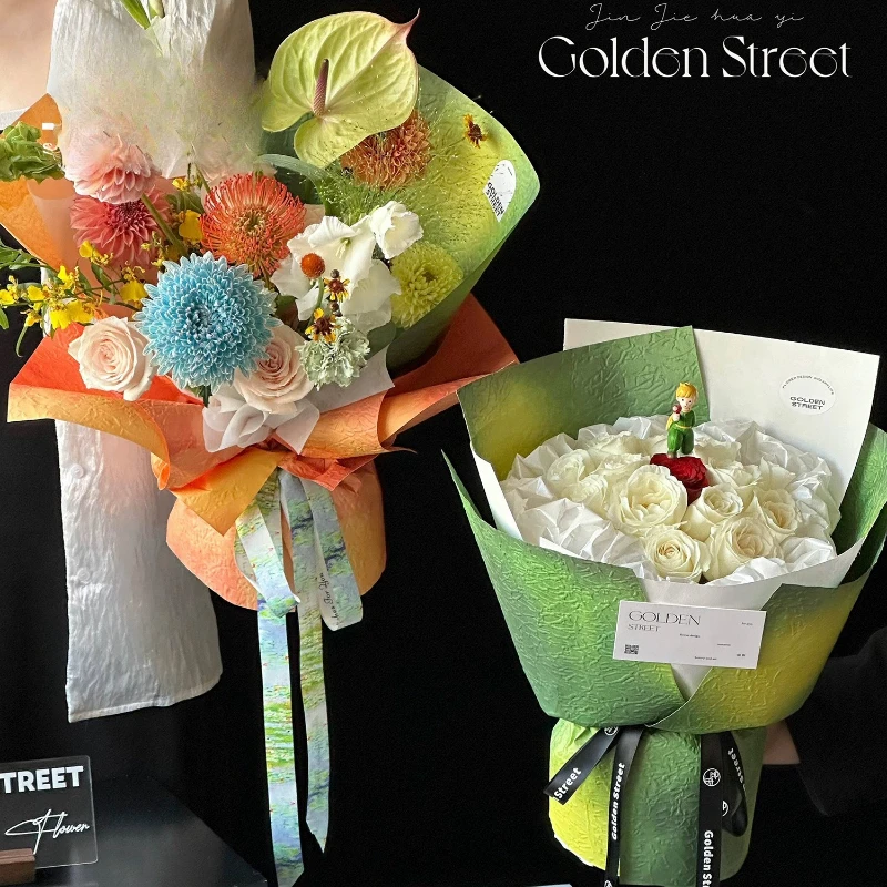 Bouquet Wrapper Waterproof Flower Packaging Paper 3D Wax Printing Relief Package Papers Mother's Day Gift Packing Materials