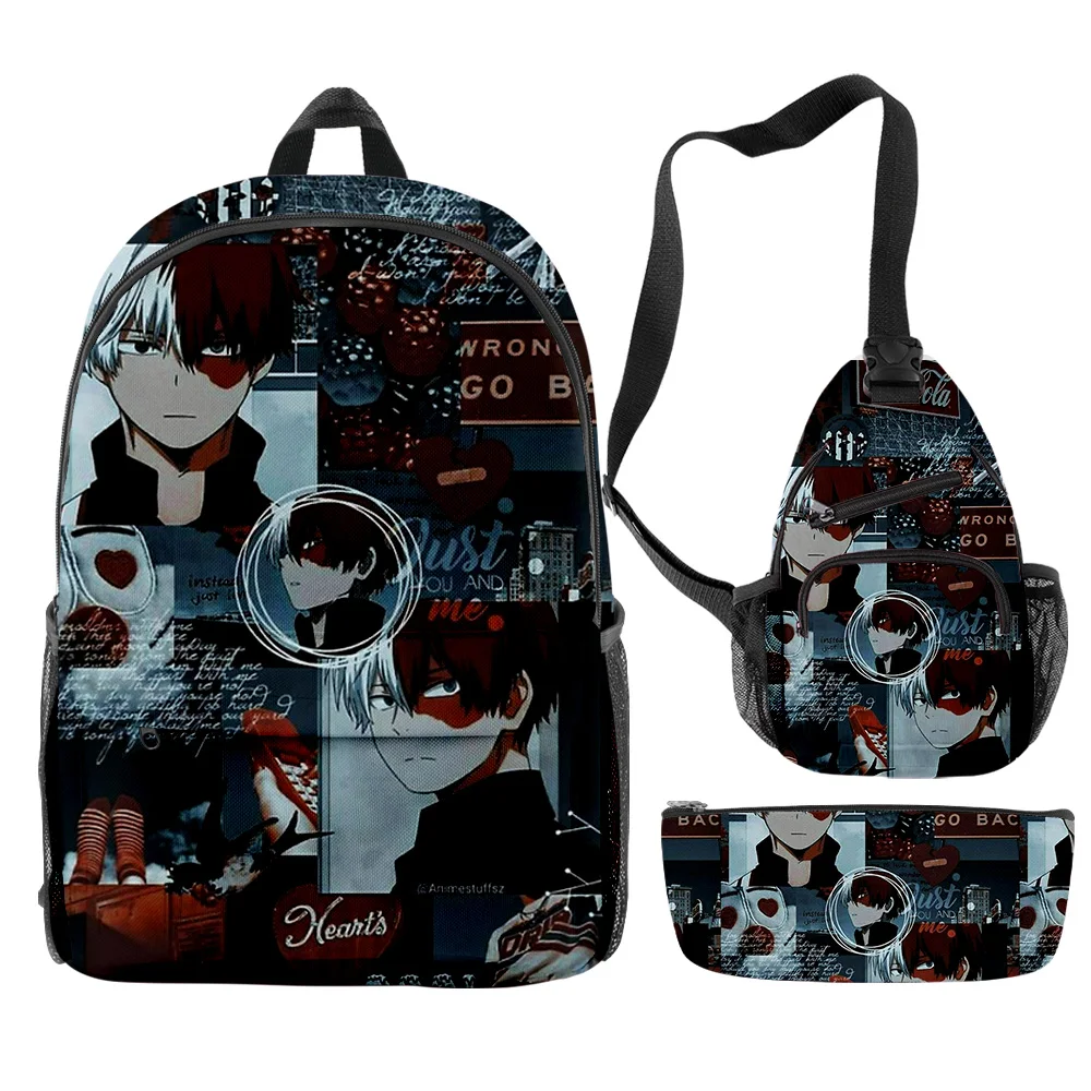 

Classic Fashion Todoroki Shoto Hero 3D Print 3pcs/Set pupil School Bags Trendy Travel Laptop Backpack Chest Bag Pencil Case