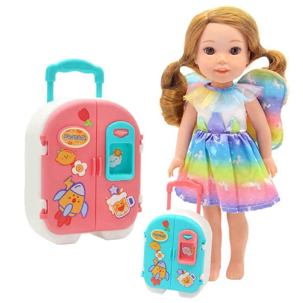 

New Lovely Travel Suitcase For 14 Inch Wellie Wisher & 32-34cm Paola Reina Doll，doll accessories.