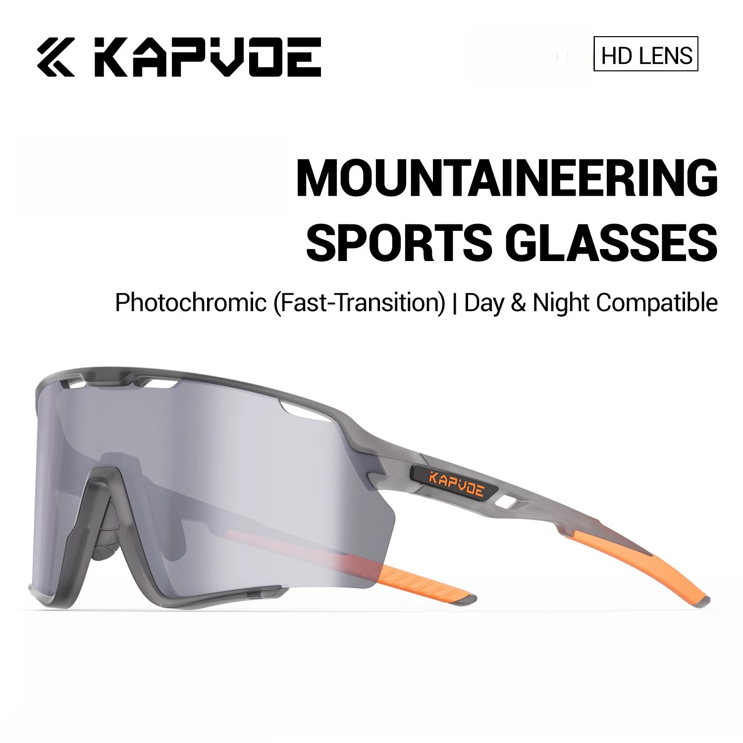 Kapvoe Fashion Photochromatische Fahrradbrille für Männer und Frauen, Outdoor-Sport-Sonnenbrille, Mountainbike-Fahrradbrille, Wanderbrille, Straßen-Speed-Skating-Brille