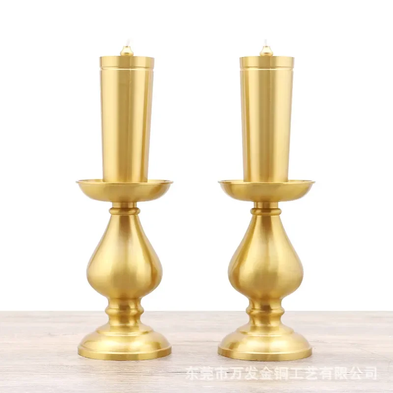 Solid Brass Buddha Oil Lamp Traditional Buddhist Ritual Candle Holder for Guanyin Worship Home Temple Decoration Ghee Burning