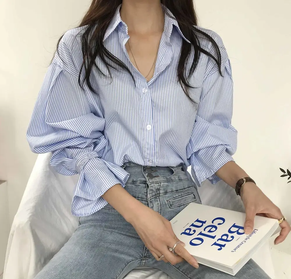 

Женские рубашки в полоску oose 2025, модная рубашка с воротником с лацканами и длинным рукавом, элегантный классический топ