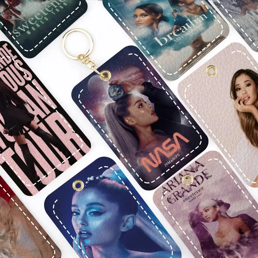 

Держатель для карт Singer A-Ariana-G-Grande, подходит для кредитных карт, проездных билетов, мягкий кожаный прямоугольный брелок для ключей, защитный чехол.