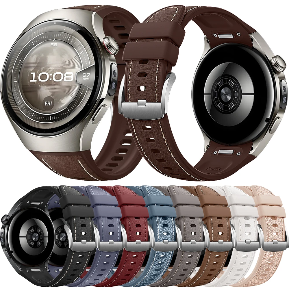 Cortical Silicone Composite Strap for Huawei Watch 5 46mm No Gaps Rubber Band for Huawei Watch 5 42mm Casual Quick Release Band
