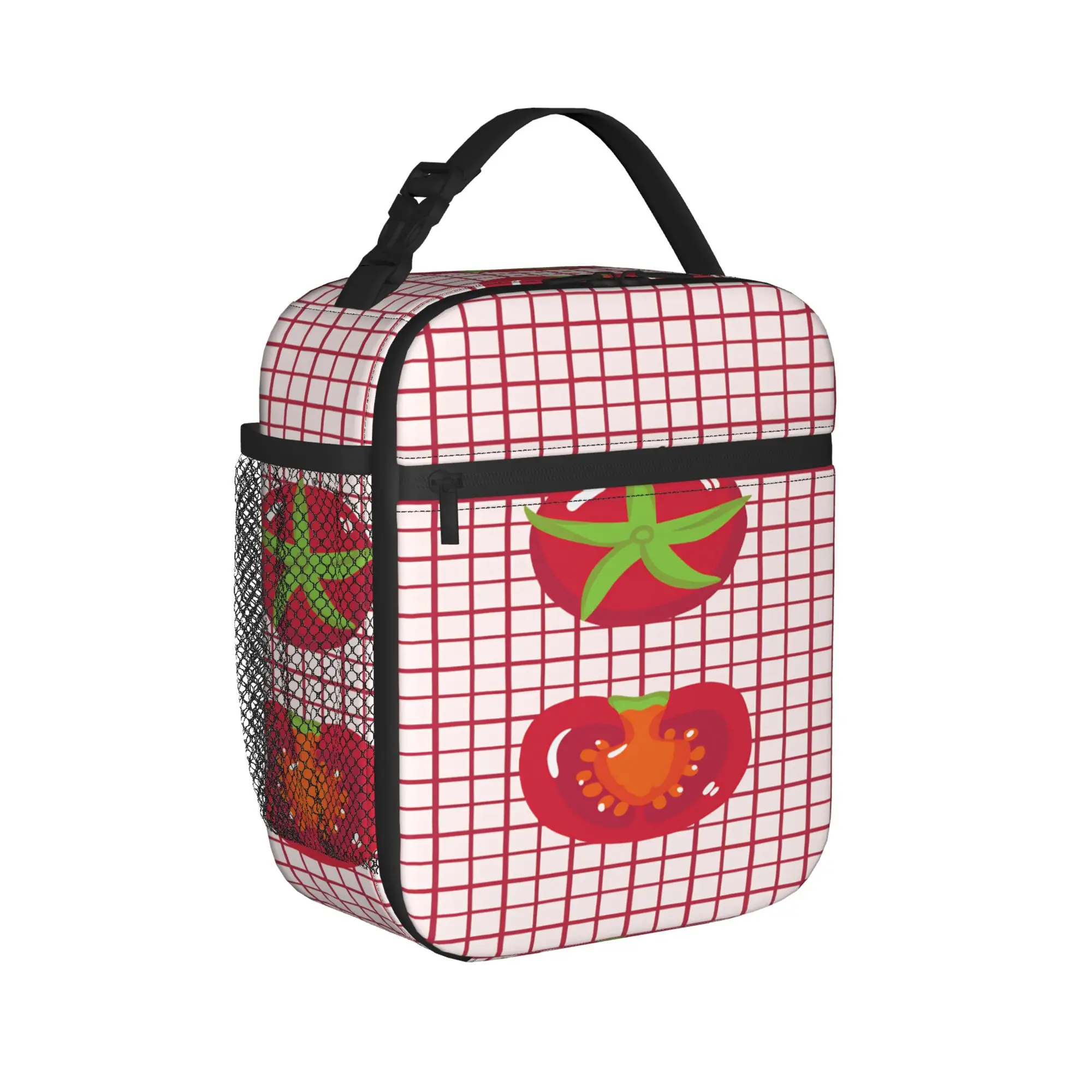 Tomato - Red Background Lunch Bag  Casual Lunch Box For Adult School Portable Cooler Bag Waterproof Print Tote Food Bags