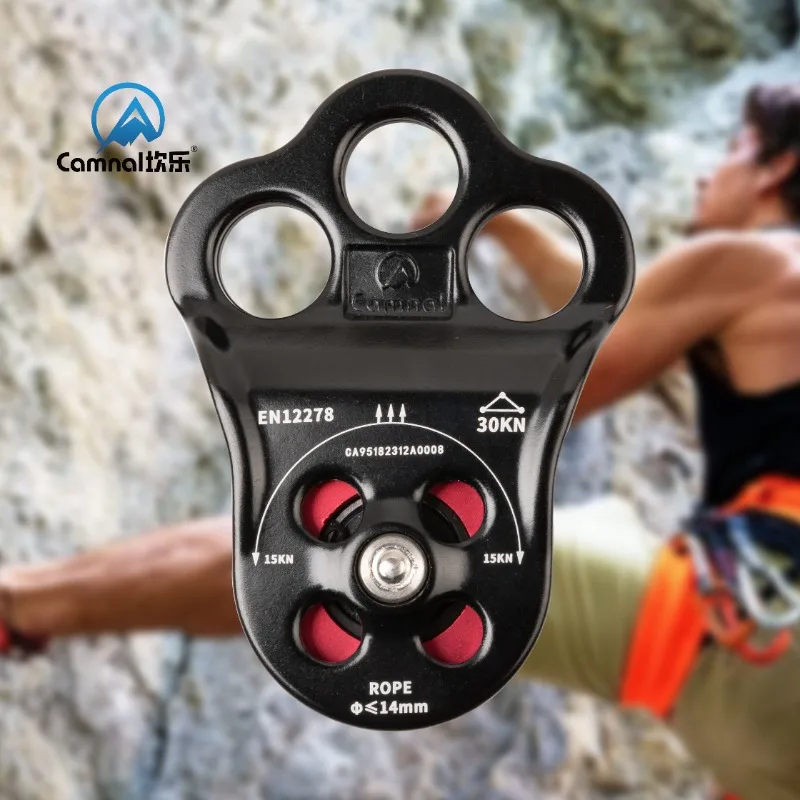 

Triple Attachment Climbing Hook Pulley Three Hole Single Pulley Climbing Pulley High Strength Outdoor Climbing