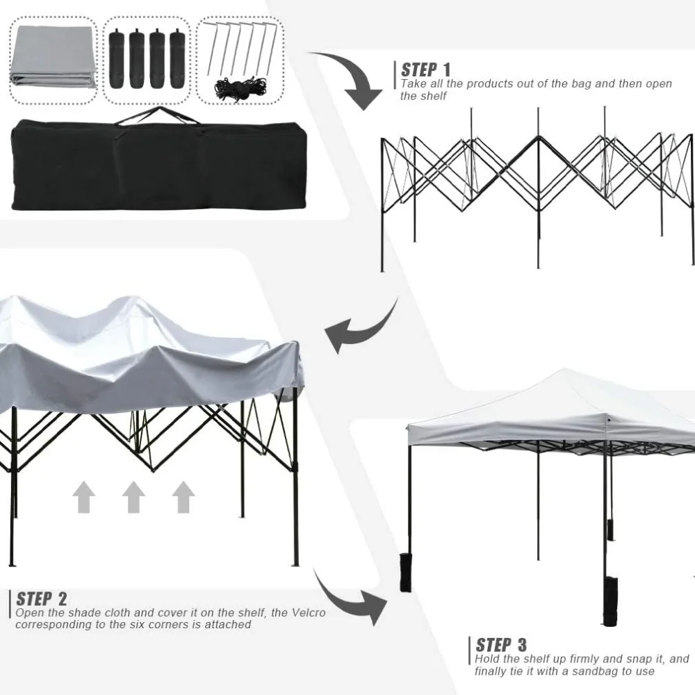 Tente Pop Up Pliable et Portable, 10x20, Pare-Soleil pour ixde Mariage