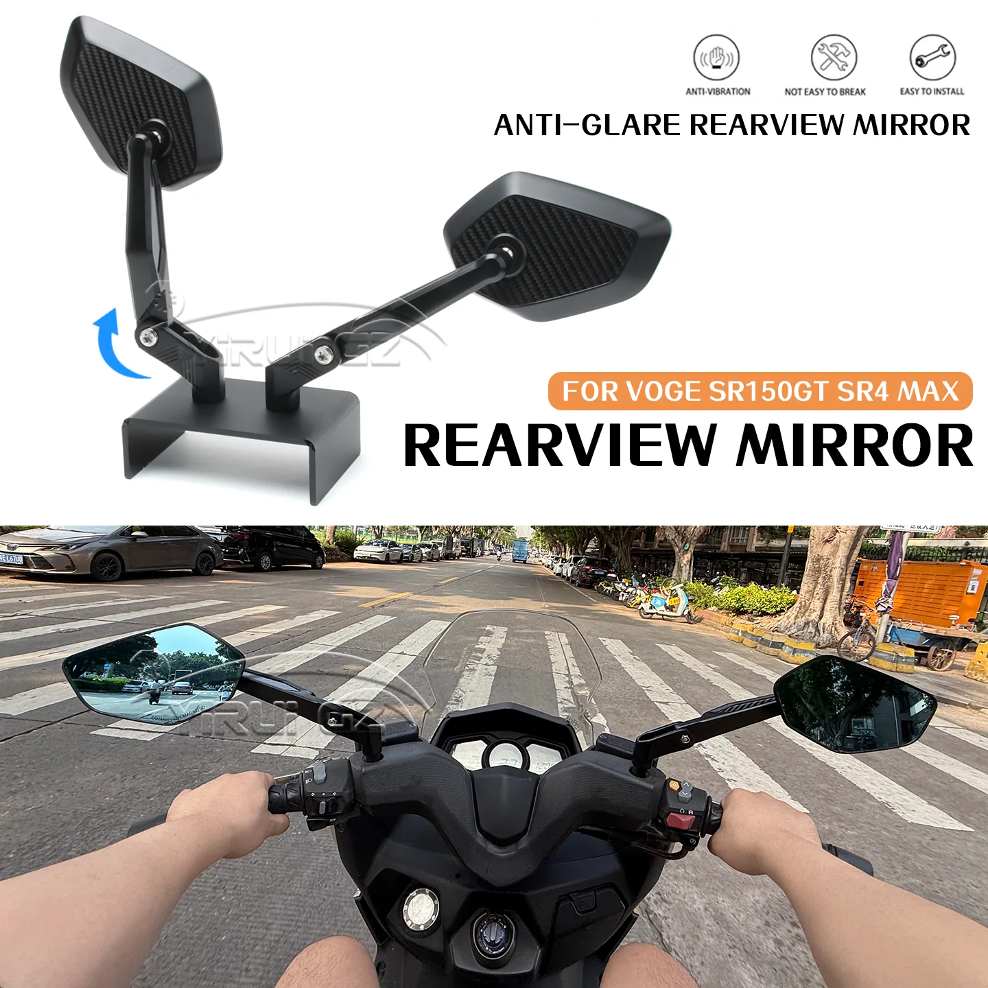 VOGE SR150GT SR4 最大 2022- オートバイバックミラー防眩ミラーバックミラーサイドミラー折りたたみミラーロッド SR 150GT