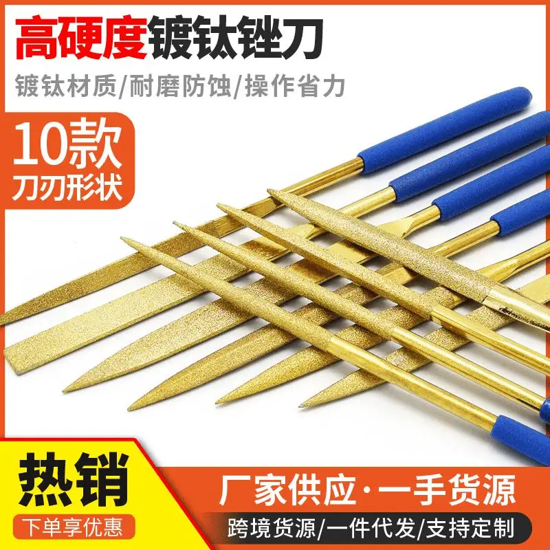 Set 10pcs 3x140mm Diamond Needle File Half Round/Round/Triangle Files Titanium Coated Tools DIY Wood Rasp File Needle For Stone