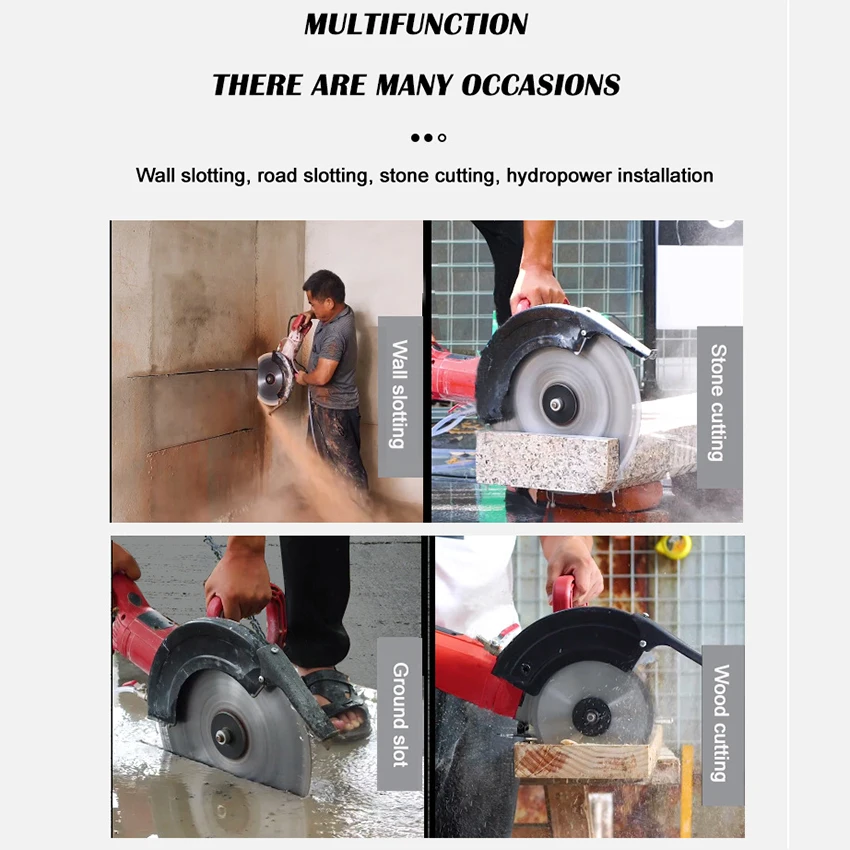 Wall Slotting Machine Concrete water-cooled dust-free portable Large single slot High power road stone Cutting Machine saw 220V