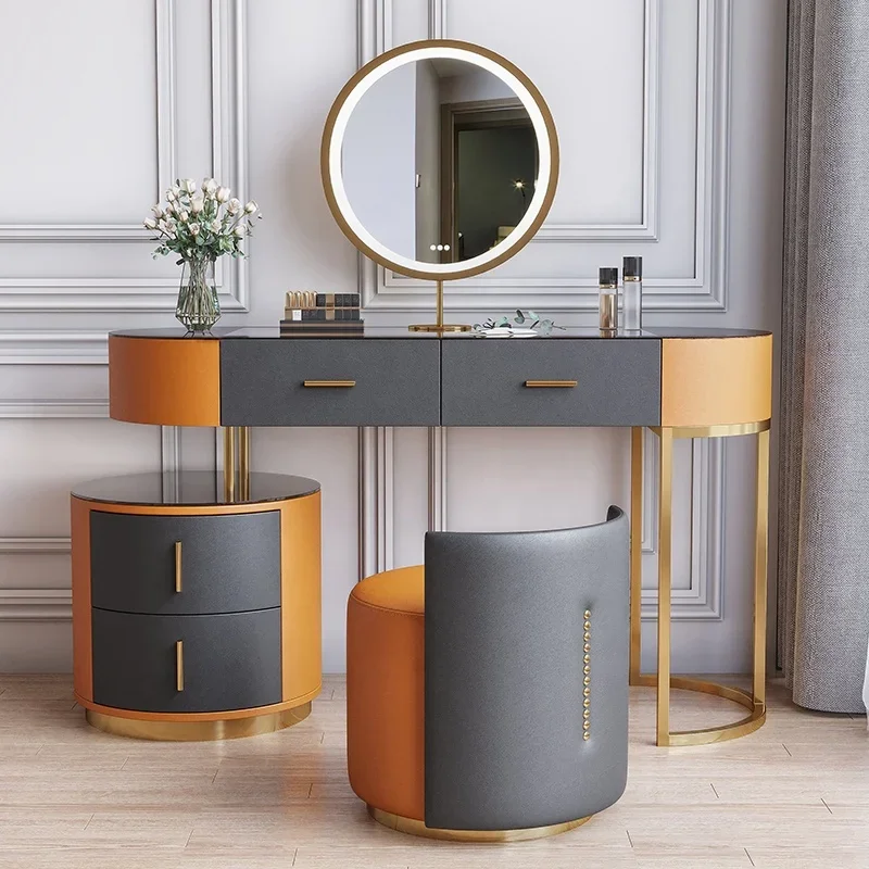 Modern Dresser Tempered Glass Table Small Apartment Bed Tail Bucket Cabinet Integrated Photography Studio Makeup Table